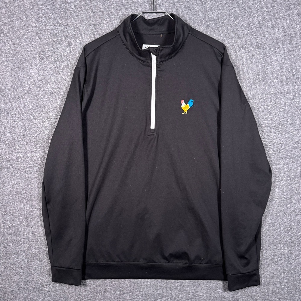 Waggle 1/4 Zip Pullover Mens XL Black Rooster Embroidered Performance Golf